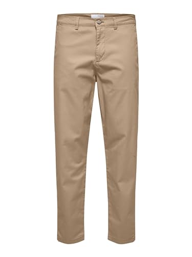 SELETED HOMME Men's SLHSLIMTAPE-New Miles 172 Flex Pants W N Chino, Greige, 33/32 von SELETED HOMME