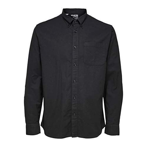 SELECTED HOMME Herren Slhregrick-ox Flex Shirt Ls W Noos, Schwarz, L von SELECTED HOMME WHITE