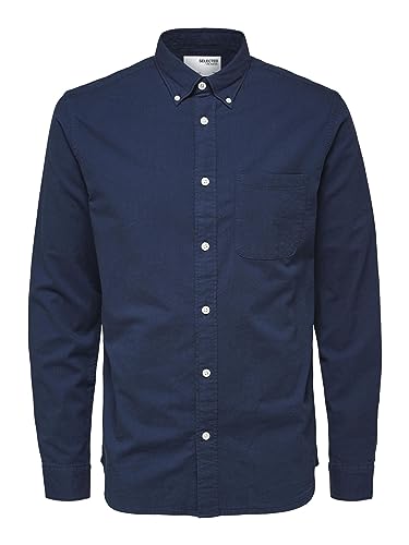 SELECTED HOMME Herren SLHREGRICK-OX Flex Shirt LS S NOOS Hemd, Moonlit Ocean, L von SELECTED HOMME