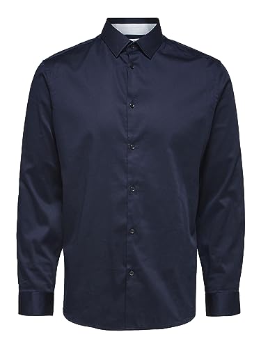 SELECTED HOMME Herren Slhslimflex-park Shirt Ls B Noos, Dark Sapphire, XXL von SELECTED HOMME