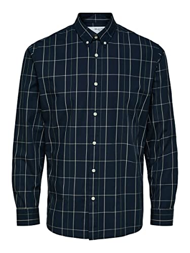 SELETED HOMME Herren Slhslimtheo Shirt Ls W Noos Hemd, Dark Sapphire/Checks:big, S EU von SELECTED HOMME