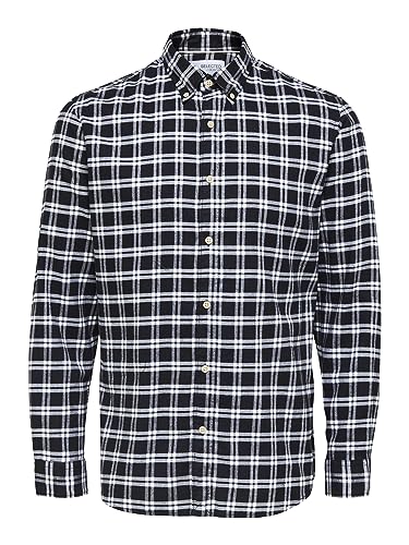 SELECTED HOMME Men's SLHSLIMFLANNEL Shirt LS W NOOS Flanellhemd, Black/Checks:Normal, S von SELECTED HOMME