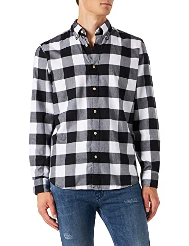 SELECTED HOMME Men's SLHSLIMFLANNEL Shirt LS W NOOS Flanellhemd, Black/Checks:Medium Box, M von SELECTED HOMME