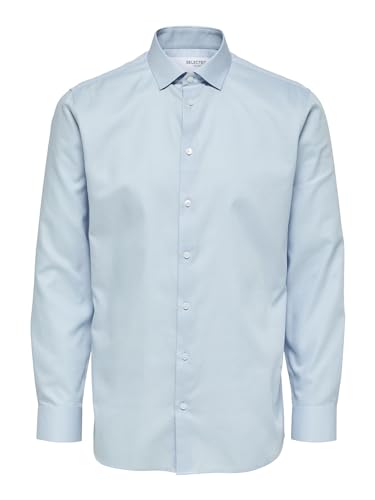 SELECTED HOMME Herren Slhslimnathan-solid Shirt Ls B Noos, Light Blue, M von SELETED HOMME