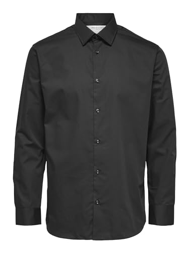 SELECTED HOMME Herren Slhregethan Shirt Ls Classic B Noos Hemd, Schwarz, S EU von SELECTED HOMME