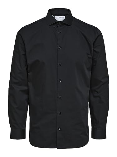 SELECTED HOMME Herren Slhslimethan Shirt Ls Cut Away B Noos, Schwarz, L von SELECTED HOMME