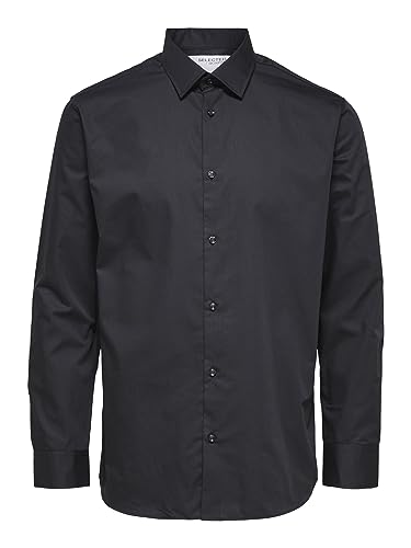 SELECTED HOMME Black Herren SLHSLIMETHAN Shirt LS Classic B NOOS Hemd, XXL von SELECTED HOMME