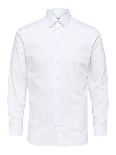 SELECTED HOMME Black Herren SLHSLIMETHAN Shirt LS Classic B NOOS Hemd, Bright White, XXL von SELECTED HOMME
