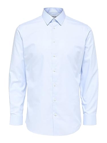 SELECTED HOMME Herren Slhslimethan Shirt Ls Classic B Noos, Light Blue, L von SELECTED HOMME