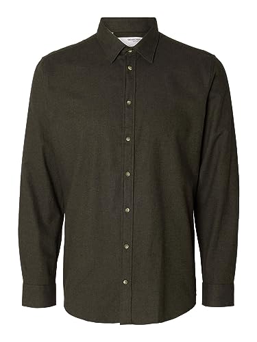 Selected Homme Herren Slhslimowen-Flannel Shirt Ls Noos Hemd, Forest Night, L EU von SELETED HOMME