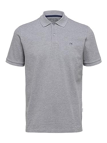 SELETED HOMME Men's SLHDANTE SS Polo W NOOS T-Shirt, Medium Grey Melange, XL von SELECTED HOMME