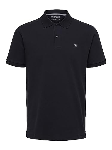 SELETED HOMME Men's SLHDANTE SS Polo W NOOS T-Shirt, Black, L von SELECTED HOMME