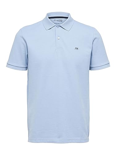 SELETED HOMME Men's SLHDANTE SS Polo W NOOS T-Shirt, Skyway/Detail:Melange, XXL von SELETED HOMME