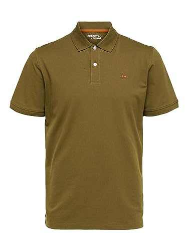 SELECTED HOMME Herren Slhaze Ss Polo W Noos, Dark Olive, M von SELECTED HOMME