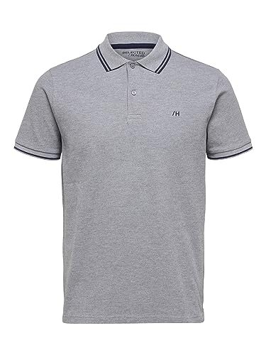 SELETED HOMME Men's SLHDANTE Sport SS Polo W NOOS T-Shirt, Medium Grey Melange, XXL von SELECTED FEMME