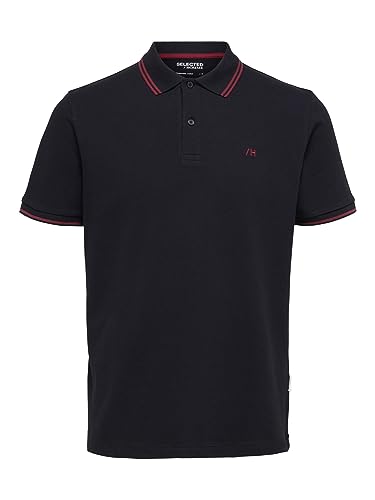 SELETED HOMME Men's SLHDANTE Sport SS Polo W NOOS T-Shirt, Black, L von SELECTED HOMME