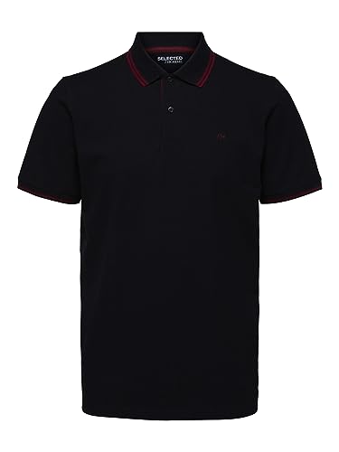 SELECTED HOMME Herren SLHAZE Sport SS Polo W NOOS 16082841, Black, S von SELECTED HOMME