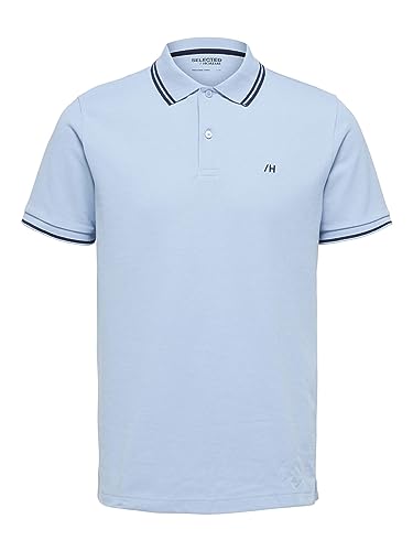 SELETED HOMME Men's SLHDANTE Sport SS Polo W NOOS T-Shirt, Skyway/Detail:Melange, L von SELETED HOMME