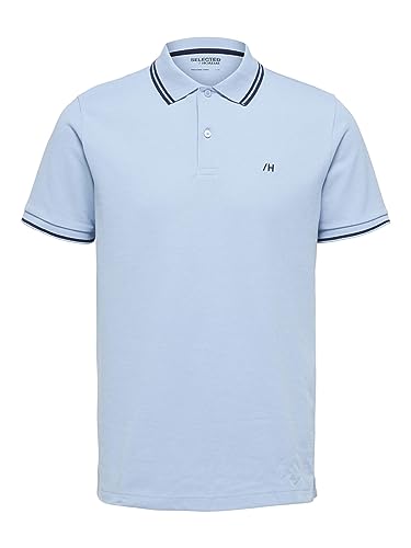 SELETED HOMME Men's SLHDANTE Sport SS Polo W NOOS T-Shirt, Skyway/Detail:Melange, S von SELETED HOMME
