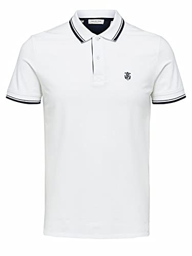 SELECTED HOMME Herren 16062542 Poloshirt, Bright White, L EU von SELECTED HOMME