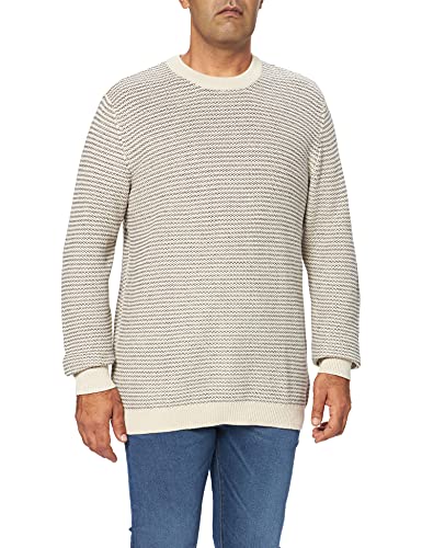 SELECTED HOMME Herren Slhwes Ls Knit Crew Neck W Noos, Bone White/Detail:navy Blazer, L von SELECTED HOMME