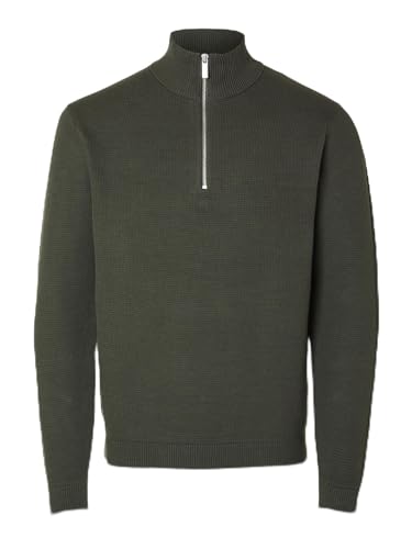 Selected Homme Herren Slhdane Knit Structure Half Zip Noos Pullover, Forest Night, L EU von SELETED HOMME