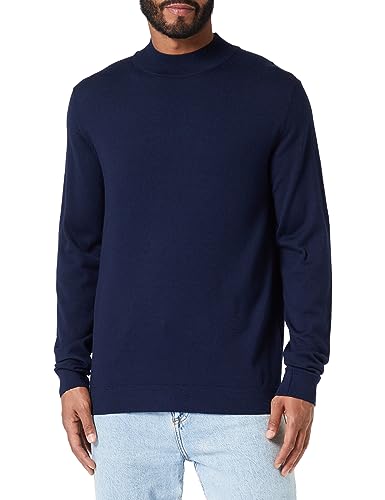 SELETED HOMME Herren SLHTOWN Merino Coolmax Knit Mock B NOOS Pullover, Navy Blazer/Detail:Melange, Large von SELECTED HOMME