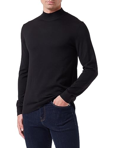 SELETED HOMME Herren SLHTOWN Merino Coolmax Knit Mock B NOOS Pullover, Black, Large von SELECTED HOMME