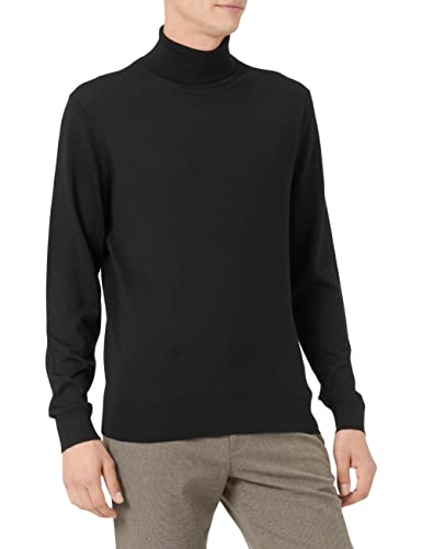 SELECTED HOMME Men's SLHTOWN Merino Coolmax Knit ROLL B NOOS Pullover, Black, L von SELECTED HOMME