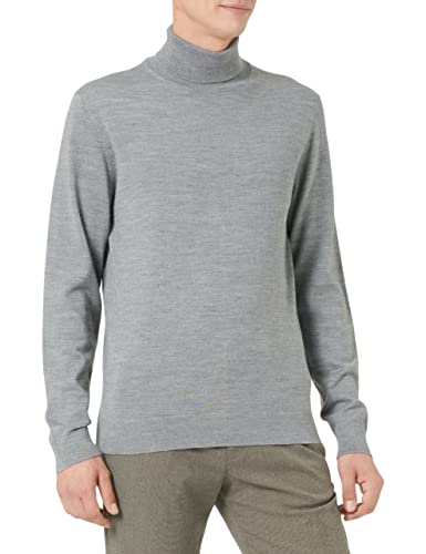 SELECTED HOMME Men's SLHTOWN Merino Coolmax Knit ROLL B NOOS Pullover, Titanium/Detail:Melange, XL von SELECTED HOMME