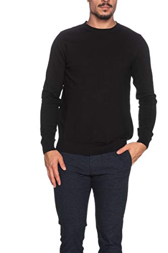 Herren Selected Rundhals Pullover | Einfarbiges Feinstrick Langarm Shirt SLHBERG | Baumwolle Sweater, Farben:Schwarz, Größe Pullover:M von SELECTED HOMME