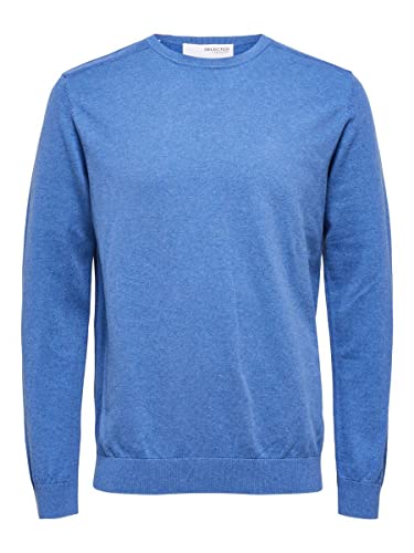 SELECTED HOMME Herren Slhberg Crew Neck B Noos, True Navy/Detail:melange, L von SELECTED HOMME