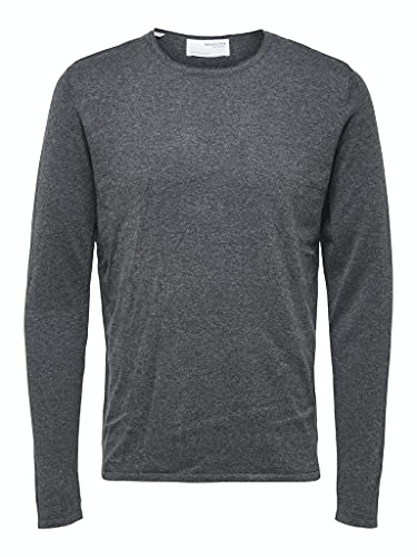 SELECTED HOMME Herren Slhrome Ls Knit Crew Neck G Noos, Anthracite, XL von SELECTED HOMME