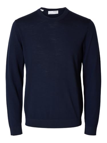 SELECTED HOMME Male Pullover mit Rundhalsausschnitt 100% Merinowoll von SELECTED HOMME