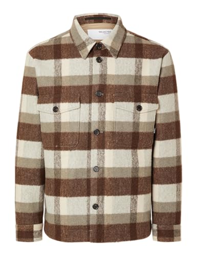 Selected Homme Male Shacket Karierter Wollgemisch von SELECTED HOMME