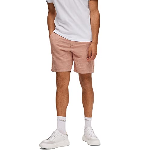 SELETED HOMME Herren Slhregular-Brody Linen Shorts Noos Leinenhose, Baked Clay/Detail:Mixed W. Oatmeal, XXL EU von SELECTED HOMME