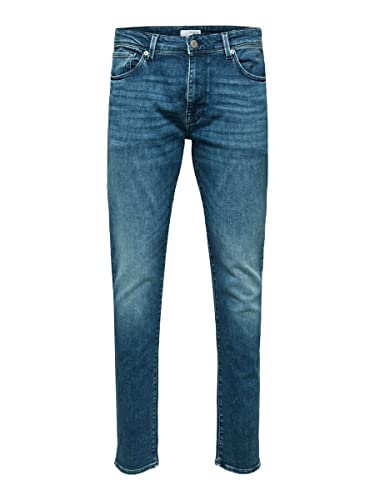 SELECTED HOMME Herren Slh175-slimleon 31601 M.blue Soft W Noos Jeanshose, Medium Blue Denim, 38W / 32L EU von SELECTED HOMME
