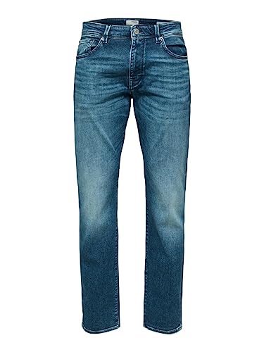 SELECTED HOMME Herren Slh196-straightscott 31601 M.blue W Noos Jeanshose, Medium Blue Denim, 31W 32L EU von SELECTED HOMME