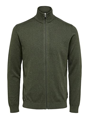 SELECTED HOMME Herren SLHBERG Full Zip Cardigan B NOOS 16074688, Forest Night/Melange, S von SELECTED HOMME