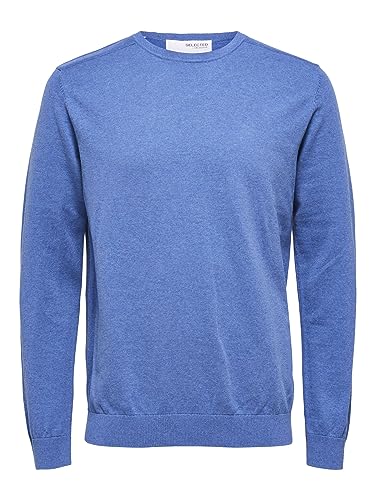 SELECTED HOMME Herren Slhberg Crew Neck B Noos, True Navy/Detail:melange, S von SELETED HOMME