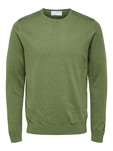 SELETED HOMME Men's SLHBERG Crew Neck B NOOS Pullover, Vineyard Green/Detail:Melange, L von SELECTED HOMME