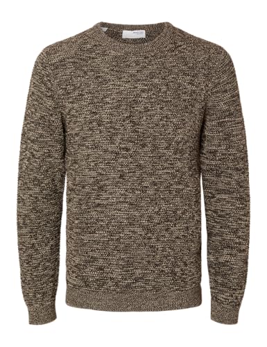 SELECTED HOMME Herren Slhvince Knit Bubble Crew Neck Noos Pullover, Chocolate Torte, XL EU von SELECTED HOMME