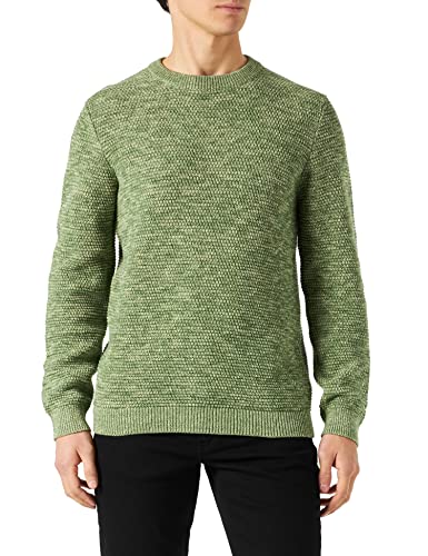 SELETED HOMME Men's SLHVINCE LS Knit Bubble Crew Neck W NOOS Pullover, Vineyard Green/Detail:Lint Twist, L von SELECTED HOMME