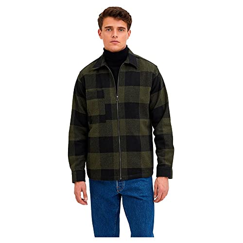SELECTED HOMME Men's SLHLOOSEDOLLER Overshirt LS W NOOS Langarmshirt, Dark Olive/Checks:Box, XL von SELECTED HOMME