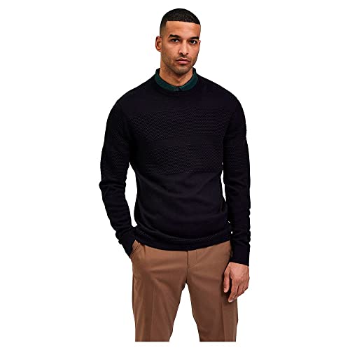 SELECTED HOMME Herren Slhmaine Knit Crew Neck W Noos Pullover, Schwarz, L EU von SELECTED HOMME