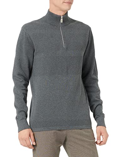 SELECTED HOMME Men's SLHMAINE LS Knit Half Zip W NOOS Pullover, Dark Grey Melange, M von SELECTED HOMME