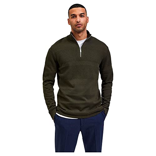 SELECTED HOMME Men's SLHMAINE LS Knit Half Zip W NOOS Pullover, Forest Night, S von SELECTED HOMME
