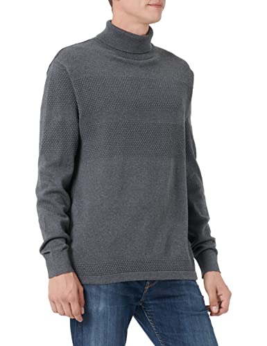 SELECTED HOMME Men's SLHMAINE LS Knit ROLL Neck W NOOS Pullover, Dark Grey Melange, L von SELECTED HOMME