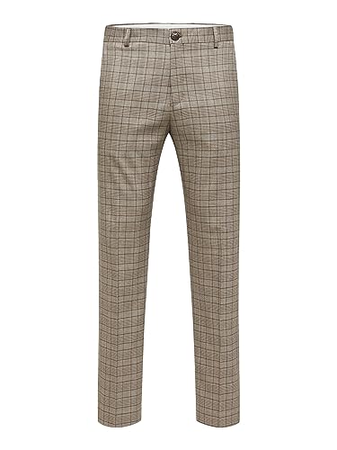 SELECTED HOMME Men's SLHSLIM-MYLOLOGAN BRWN Check TRS B NOOS Hose, Brownie/Checks:Check, 48 von SELECTED HOMME