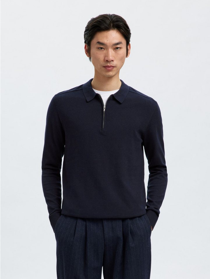 SELECTED HOMME Polokragenpullover SLHBERG LS HALF ZIP POLO NOOS von SELECTED HOMME